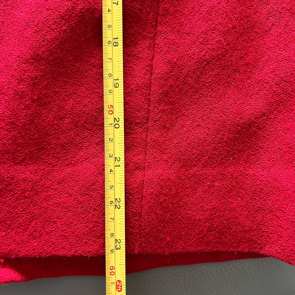 WHBM WOOL BLEND SKIRT SUIT WITH ROSETTE LAPEL PIN- RED-SIZE 8 - Picture 15 of 16